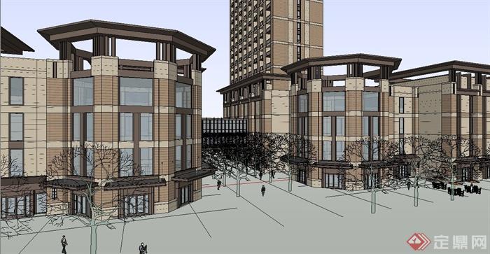 新古典风格商业综合楼建筑设计su模型(4)