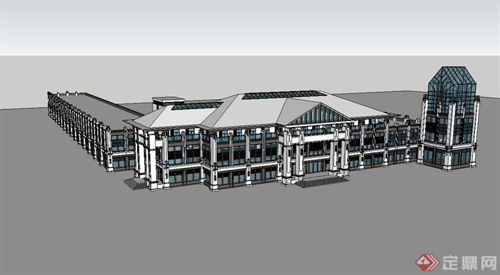 新古典商务会所建筑设计su模型(3)