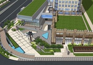 创新企业办公园区建筑SU(草图大师)模型