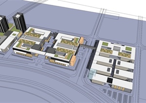 某企业总部基地建筑设计SU(草图大师)模型（含办公楼）