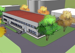 某工业产业园区厂房建筑设计方案SU(草图大师)模型