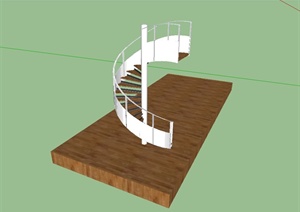 现代风格别墅旋转楼梯设计SU(草图大师)模型