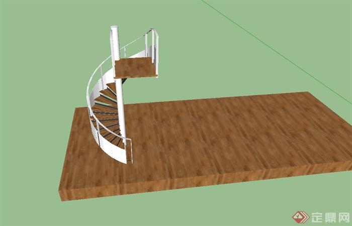 现代风格别墅旋转楼梯设计su模型(2)