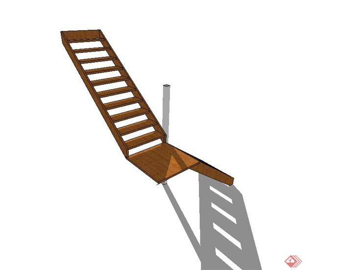 现代风格木质楼梯设计SU模型(2)