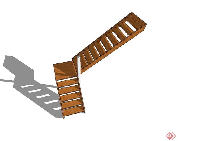 现代风格木质楼梯设计SU模型(3)