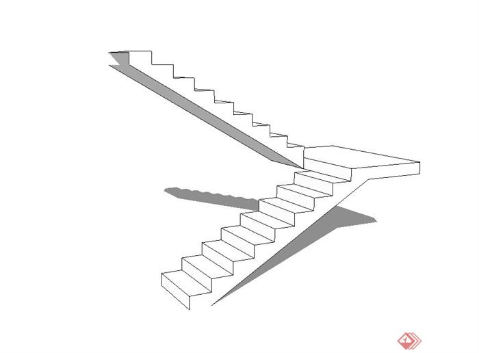 现代无材质建筑楼梯设计SU模型(1)
