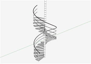 现代简约旋转楼梯设计SU(草图大师)模型素材