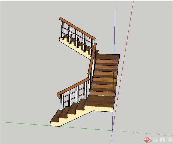 某现代精致别墅楼梯设计su模型(1)