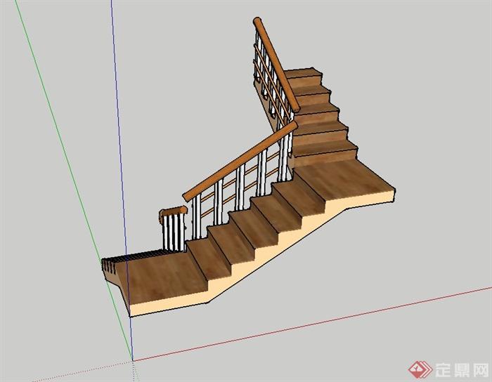 某现代精致别墅楼梯设计su模型(2)