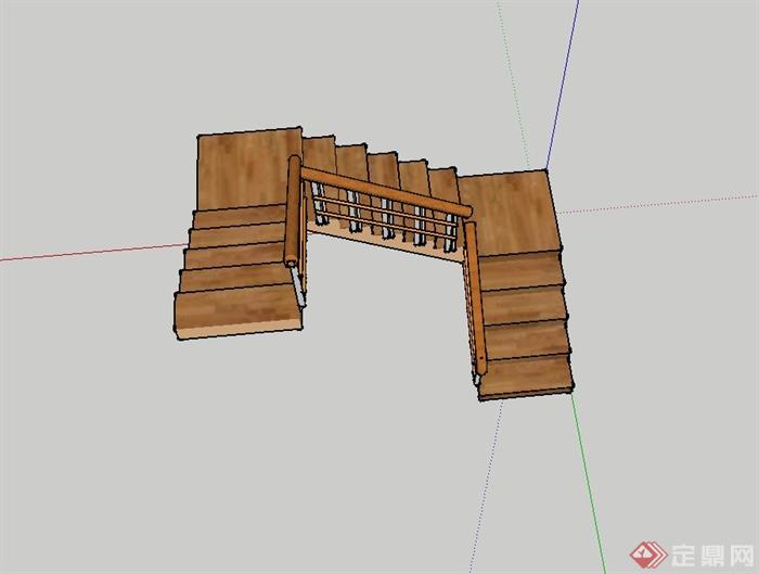 某现代精致别墅楼梯设计su模型(3)