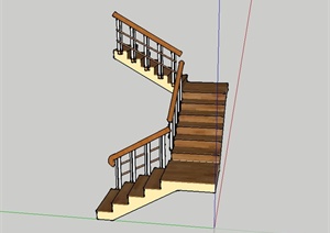 某现代精致别墅楼梯设计SU(草图大师)模型