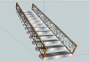 现代铁艺栏杆楼梯SU(草图大师)模型