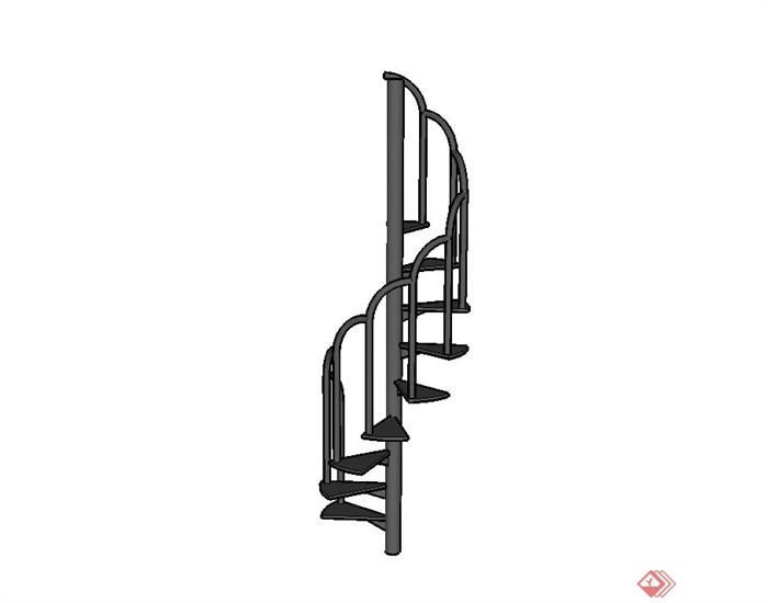 现代风格铁艺楼梯设计su模型(3)
