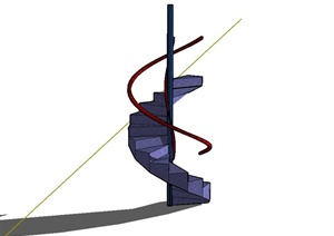 现代风格铁艺旋转楼梯设计SU(草图大师)模型