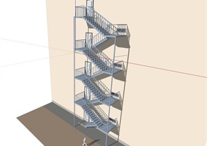 现代建筑外墙楼梯设计SU(草图大师)模型