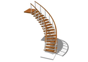 现代风格精致详细楼梯设计SU(草图大师)模型