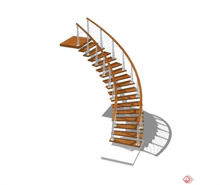 现代风格精致详细楼梯设计SU模型(1)