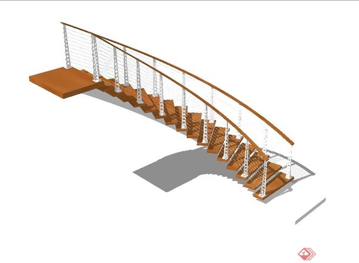 现代风格精致详细楼梯设计SU模型(2)