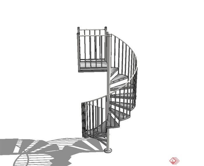 现代风格精致详细旋转楼梯设计su模型(2)