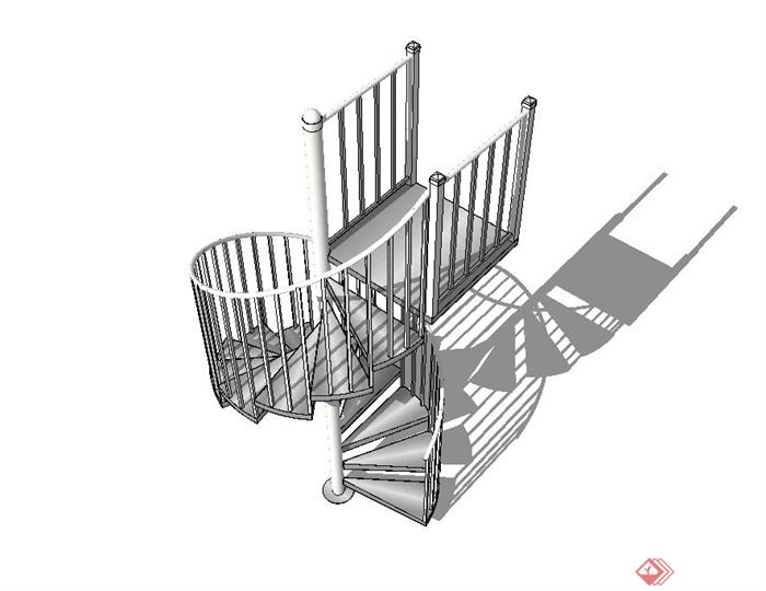 现代风格精致详细旋转楼梯设计su模型(3)