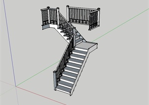 现代风格室内住宅空间楼梯设计SU(草图大师)模型