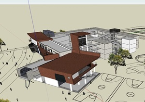 现代校园建筑设计SU(草图大师)模型素材