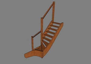 现代转角木楼梯设计SU(草图大师)模型