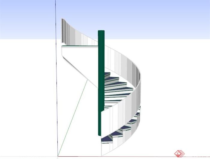 现代白色旋转楼梯设计SU模型(1)