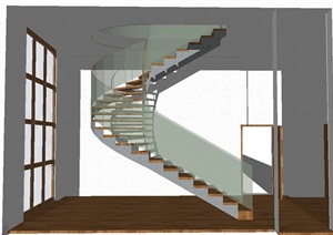 某现代风格建筑楼梯设计SU(草图大师)模型
