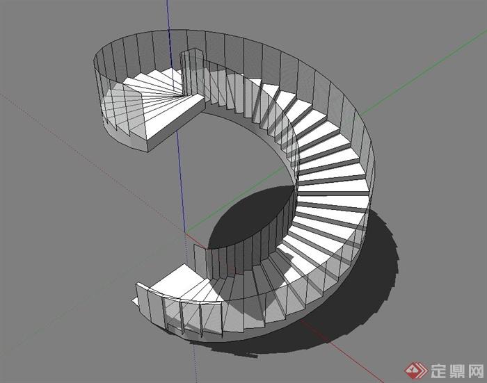某酒店旋转楼梯设计su模型(1)