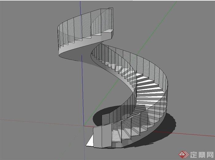 某酒店旋转楼梯设计su模型(2)
