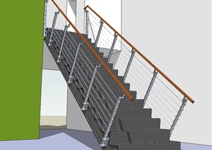 某现代风格铁艺楼梯设计SU(草图大师)模型