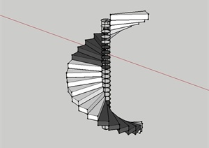 现代风格建筑旋转楼梯设计SU(草图大师)模型