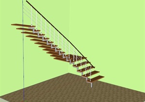 现代转角楼梯设计SU(草图大师)模型素材