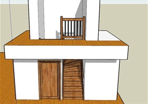 室内木制楼梯设计SU(草图大师)模型