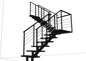室内转角铁楼梯设计SU(草图大师)模型