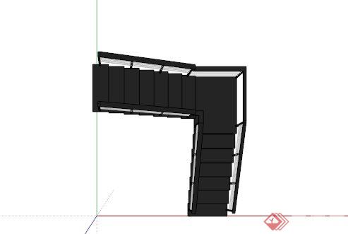室内转角铁楼梯设计SU模型(2)