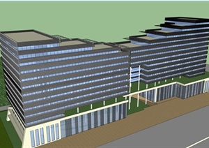 轴对称创意办公楼建筑设计SU(草图大师)模型