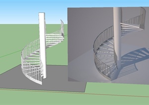 现代风格室内旋转楼梯设计SU(草图大师)模型