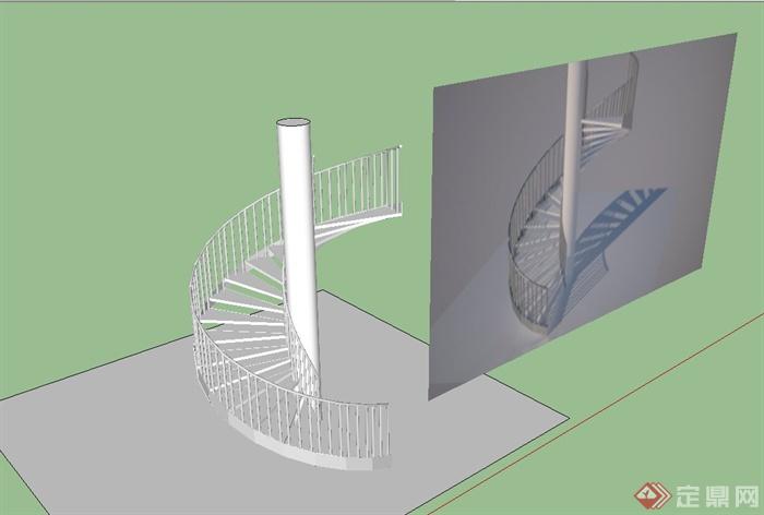 现代风格室内旋转楼梯设计su模型(2)