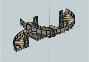 现代豪华双跑楼梯设计SU(草图大师)模型