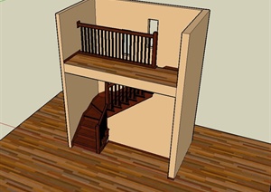 某现代风格室内住宅楼梯设计SU(草图大师)模型