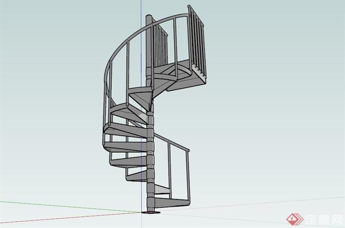 现代室外旋转楼梯SU模型(1)