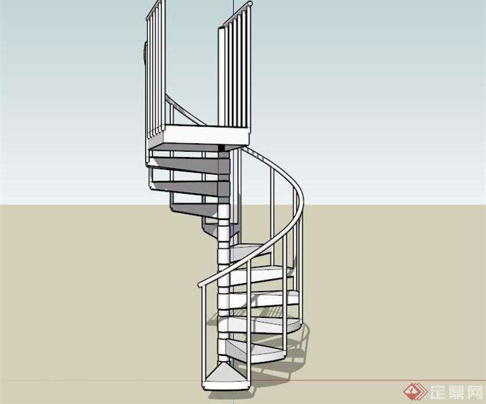 现代室外旋转楼梯SU模型(3)
