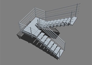 某现代风格铁艺建筑楼梯设计SU(草图大师)模型