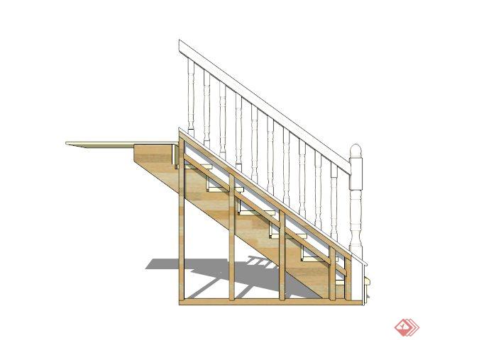欧式木楼梯设计SU模型(3)