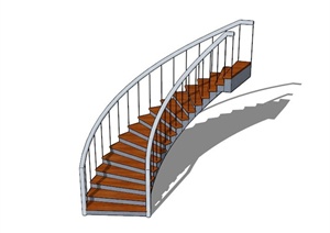 旋转木楼梯设计SU(草图大师)模型素材
