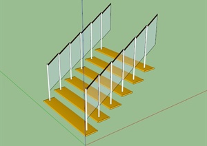 现代简约黄色楼梯设计SU(草图大师)模型