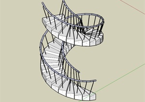 户外旋转楼梯设计SU(草图大师)模型