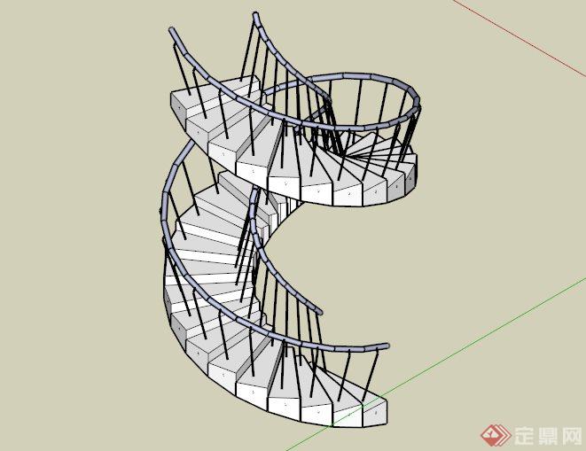 户外旋转楼梯设计SU模型(1)